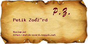 Petik Zoárd névjegykártya